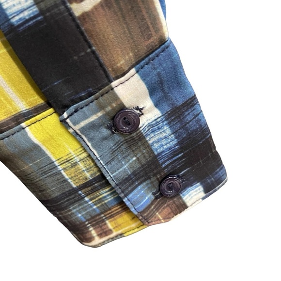 Trina Turk Blue Plaid Button Down Blouse | Size SP Petite | Office Dark Academia - Picture 8 of 16